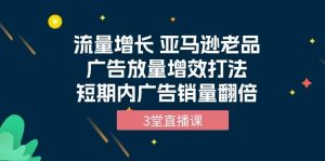 （10112期）流量增长 亚马逊老品广告放量增效打法，短期内广告销量翻倍（3堂直播课）-创库88项目资源网