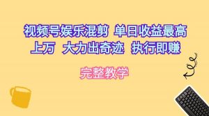 （10122期）视频号娱乐混剪  单日收益最高上万   大力出奇迹   执行即赚-创库88项目资源网