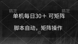 （10100期）单机每日30＋ 可矩阵，脚本自动 稳定躺赚-创库88项目资源网