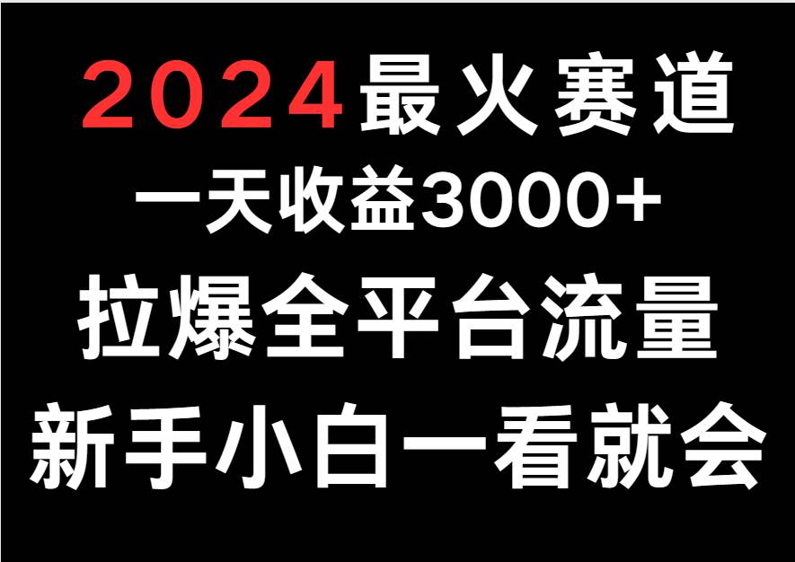 2024最火赛道，一天收一3000+.拉爆全平台流量，新手小白一看就会-创库88项目资源网