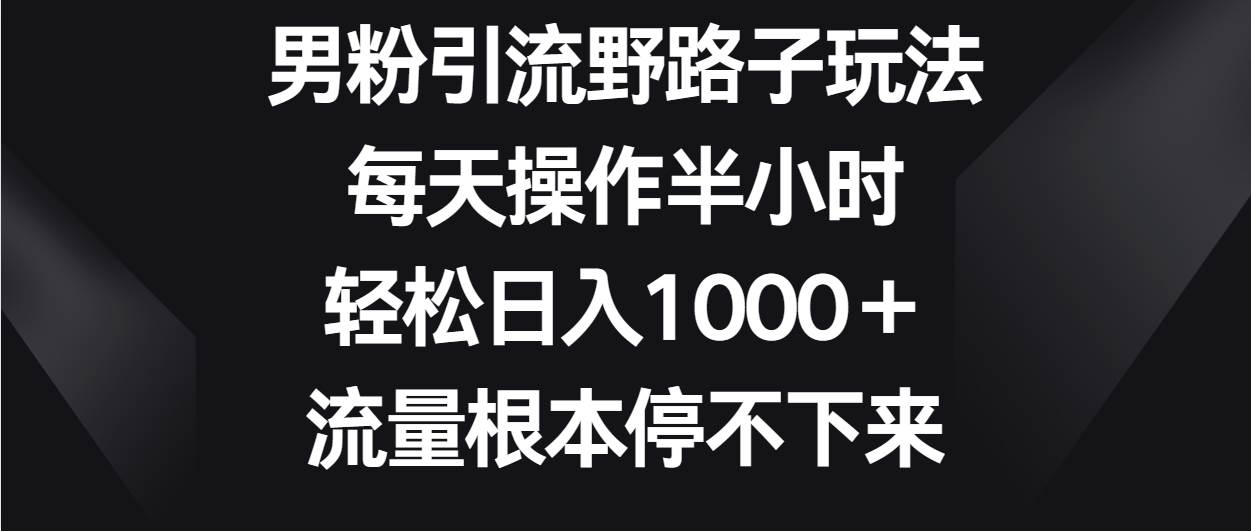 男粉引流野路子玩法，每天操作半小时轻松日入1000＋，流量根本停不下来-创库88项目资源网