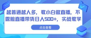 越普通越人多,教小白做直播,不露脸直播带货日入500+,实战教学-创库88项目资源网