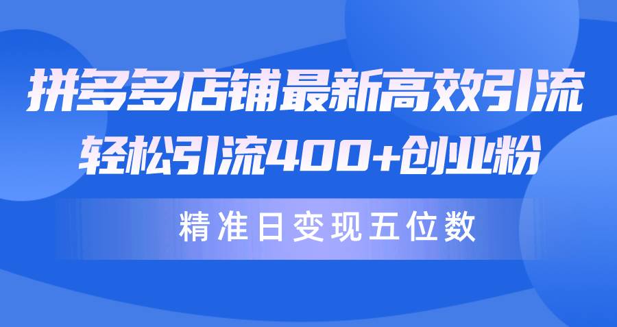 （10041期）拼多多店铺最新高效引流术，轻松引流400+创业粉，精准日变现五位数！-创库88项目资源网
