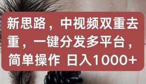新思路,中视频双重去重,一键分发多平台,简单操作,日入1000+【揭秘】-创库88项目资源网