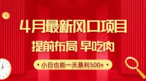 （10137期）28.4月最新风口项目，提前布局早吃肉，小白也能一天暴利500+-创库88项目资源网