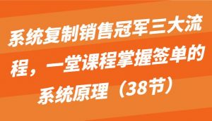 系统复制销售冠军三大流程，一堂课程掌握签单的系统原理（38节）-创库88项目资源网