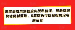 淘宝低成本爆款流实战私教课，帮助商家快速复制落地，0基础也可以轻松搞定电商运营-创库88项目资源网
