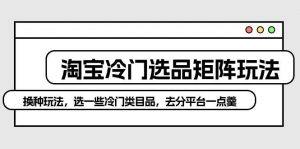 （10159期）淘宝冷门选品矩阵玩法：换种玩法，选一些冷门类目品，去分平台一点羹-创库88项目资源网