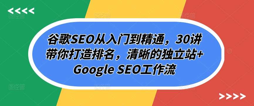 谷歌SEO从入门到精通,30讲带你打造排名,清晰的独立站+Google SEO工作流-创库88项目资源网