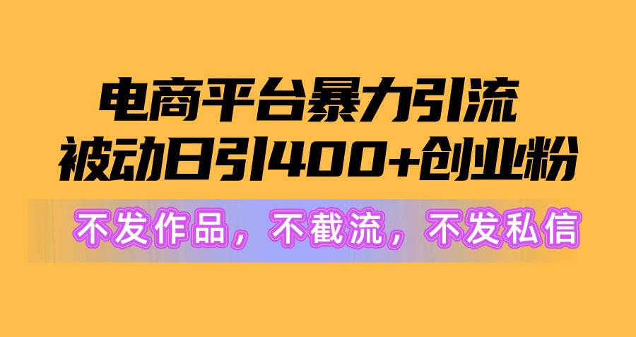 （10168期）电商平台暴力引流,被动日引400+创业粉不发作品，不截流，不发私信-创库88项目资源网