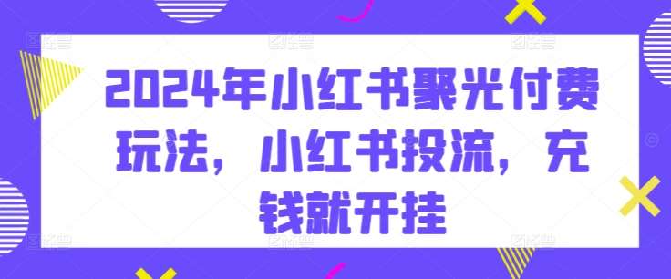 2024年小红书聚光付费玩法,小红书投流,充钱就开挂-创库88项目资源网