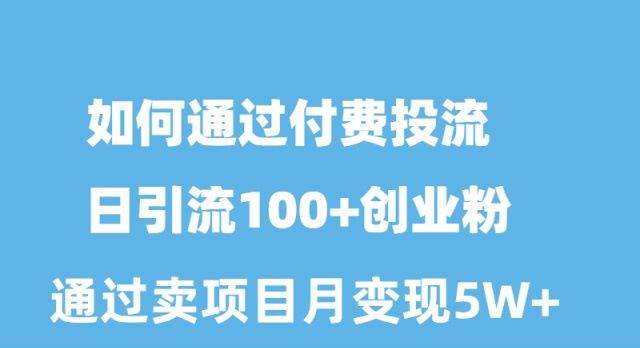 (10189期)如何通过付费投流日引流100+创业粉月变现5W+-创库88项目资源网