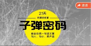 《子弹密码训练营》-用一句话文案勾人勾心卖产品，21天学到顶尖文案大师策略和技巧-创库88项目资源网