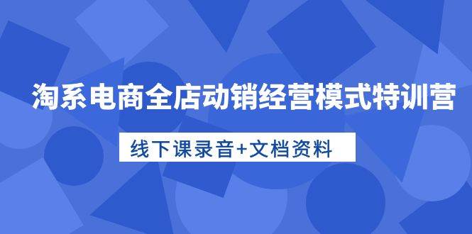（10192期）淘系电商全店动销经营模式特训营，线下课录音+文档资料-创库88项目资源网