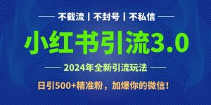 2024年4月最新小红书引流3.0玩法，日引500+精准粉，加爆你的微信！-创库88项目资源网