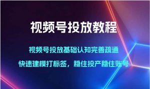 视频号投放教程-视频号投放基础认知完善疏通，快速建模打标签，稳住投产稳住账号-创库88项目资源网