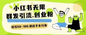 小红书一天引流一二百创业粉技术 可引全行业精准粉玩法【揭秘】-创库88项目资源网