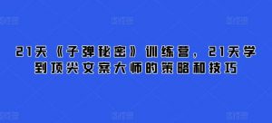 21天《子弹秘密》训练营，21天学到顶尖文案大师的策略和技巧-创库88项目资源网