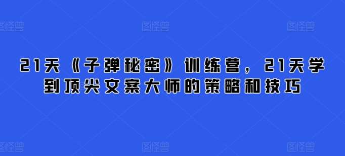 21天《子弹秘密》训练营，21天学到顶尖文案大师的策略和技巧-创库88项目资源网