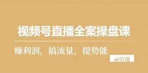 （10207期）视频号直播全案操盘课，赚利润，搞流量，提势能（16节课）-创库88项目资源网