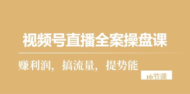 （10207期）视频号直播全案操盘课，赚利润，搞流量，提势能（16节课）-创库88项目资源网
