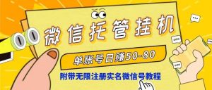 （10217期）微信托管挂机，单号日赚50-80，项目操作简单（附无限注册实名微信号教程）-创库88项目资源网