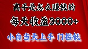 高手是怎么一天赚3000+的，小白当天上手，翻身项目，非常稳定。-创库88项目资源网