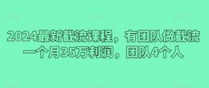 2024最新截流课程，有团队做截流一个月35万利润，团队4个人-创库88项目资源网