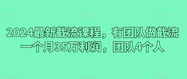 2024最新截流课程，有团队做截流一个月35万利润，团队4个人-创库88项目资源网