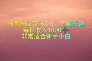 (10252期)快手图文带货3.0,无脑搬运,每日收入1000+,非常适合新手小白-创库88项目资源网