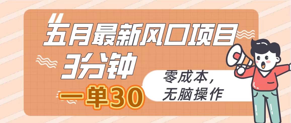 （10256期）五月最新风口项目，3分钟一单30，零成本，无脑操作-创库88项目资源网