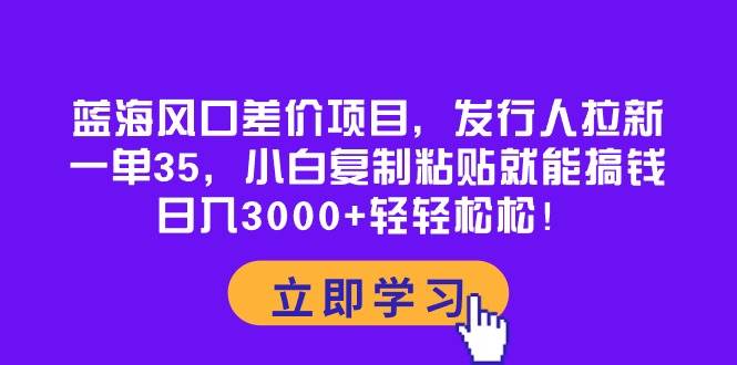 （10272期）蓝海风口差价项目，发行人拉新，一单35，小白复制粘贴就能搞钱！日入30…-创库88项目资源网