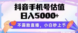抖音手机号估值，日入5000+，不露脸直播，小白秒上手【揭秘】-创库88项目资源网