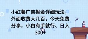 小红薯广告掘金详细玩法，外面收费大几百，小白有手就行，日入300+【揭秘】-创库88项目资源网