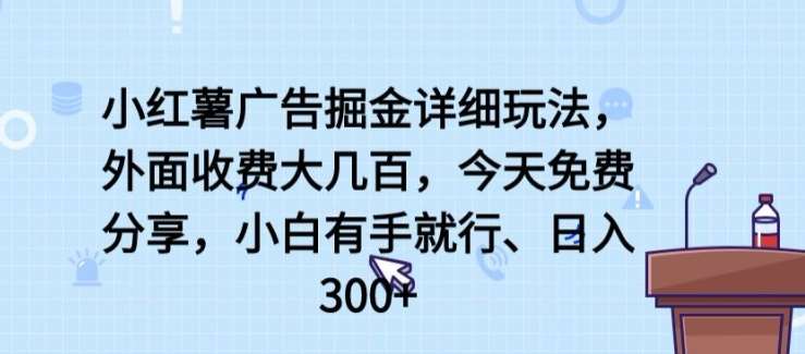 小红薯广告掘金详细玩法,外面收费大几百,小白有手就行,日入300+【揭秘】-创库88项目资源网
