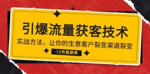 （10276期）《引爆流量 获客技术》实战方法，让你的生意客户裂变渠道裂变（13节）-创库88项目资源网