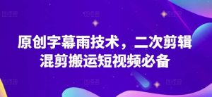 原创字幕雨技术，二次剪辑混剪搬运短视频必备【揭秘】-创库88项目资源网
