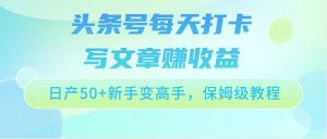 头条号每天打卡写文章赚收益，日产50+新手变高手，保姆级教程-创库88项目资源网