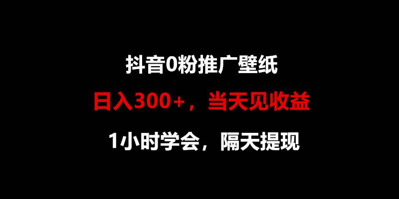 日入300+，抖音0粉推广壁纸，1小时学会，当天见收益，隔天提现-创库88项目资源网