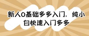 新人0基础多多入门，​纯小白快速入门多多-创库88项目资源网