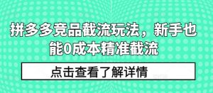 拼多多竞品截流玩法，新手也能0成本精准截流-创库88项目资源网