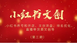 2024小红书文创（第三期）小红书养号和开店、文创货盘、排名优化、直播带货卖文创等-创库88项目资源网