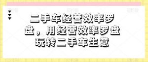 二手车经营效率罗盘，用经营效率罗盘玩转二手车生意-创库88项目资源网