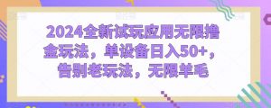 2024全新试玩应用无限撸金玩法，单设备日入50+，告别老玩法，无限羊毛【揭秘】-创库88项目资源网