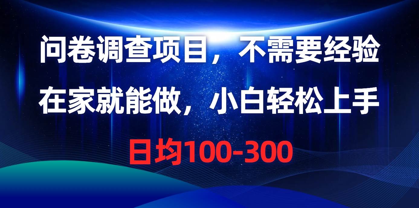 （10402期）问卷调查项目，不需要经验，在家就能做，小白轻松上手，日均100-300-创库88项目资源网