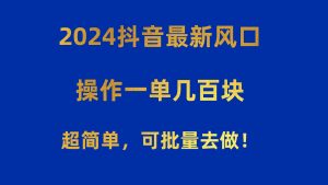 （10413期）2024抖音最新风口！操作一单几百块！超简单，可批量去做！！！-创库88项目资源网