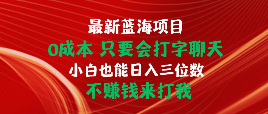 （10424期）最新蓝海项目 0成本 只要会打字聊天 小白也能日入三位数 不赚钱来打我-创库88项目资源网