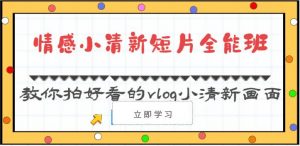 情感小清新短片全能班-教你拍好看的vlog小清新画面（30节课）-创库88项目资源网
