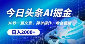 （10449期）今日头条掘金，30秒一篇文章，简单操作，日入2000+-创库88项目资源网