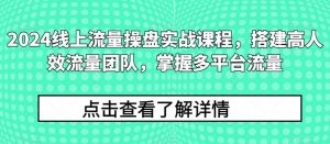 2024线上流量操盘实战课程，搭建高人效流量团队，掌握多平台流量-创库88项目资源网